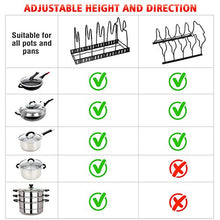 Load image into Gallery viewer, Pot Rack Organizers, G-TING 8 Tiers Pots and Pans Organizer, Adjustable Pot Lid Holders & Pan Rack for Kitchen Counter and Cabinet, Lid Organizer for Pots and Pans With 3 DIY Methods(Upgrade Version)
