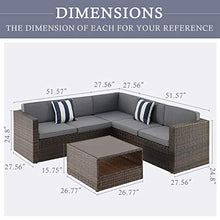 Load image into Gallery viewer, SUNCROWN Outdoor 4-Piece Patio Furniture Sectional Sofa Set All Weather Brown Wicker with Washable Seat Cushions and Modern Glass Coffee Table, Grey