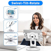 Load image into Gallery viewer, AboveTEK Retail Kiosk iPad Stand, 360° Rotating Commercial Tablet Stand, 6.6"-13.5" iPad Mini Pro-Business Tablet Holder, Swivel Design for Store POS Office Showcase Reception Kitchen Desktop (White)