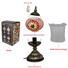 Load image into Gallery viewer, Kindgoo Turkish Mosaic Lamp Decorative Handmade Unique Glass Bedside Table Lamp Led Bulb Included (Red)
