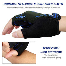 Load image into Gallery viewer, MOREOK Mens Cycling Gloves,Half Finger Biking Glove MTB DH Road Bicycle Gloves Gel Pad Shock-Absorbing Anti-Slip Breathable Motorcycle Mountain Bike Gloves Unisex Women AK050-Blue-M