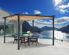 Load image into Gallery viewer, ABCCANOPY 10 x 10 Steel Retractable Pergola Gazebo, Weather-Resistant Rip-Lock Canopy for Your Patio Garden Yard, Khaki