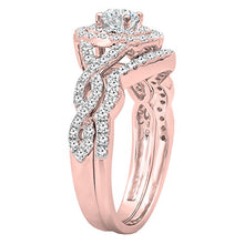 Load image into Gallery viewer, Dazzlingrock Collection 1.00 Carat (ctw) 14K White Diamond Swirl Bridal Halo Engagement Ring Set 1 CT, Rose Gold, Size 7