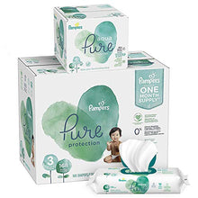 Load image into Gallery viewer, Diapers Size 3, 168 Count and Baby Wipes - Pampers Pure Protection Diapers and Aqua Pure 6X Pop-Top Sensitive Water Baby Wipes, 336 Count