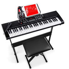 Load image into Gallery viewer, Best Choice Products 61-Key Beginners Electronic Keyboard Piano Set w/LED Screen, Recorder, 3 Teaching Modes, H-Stand, Stool, Headphones, Microphone
