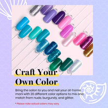 Load image into Gallery viewer, Beetles Gel Nail Polish Kit, Mermaid 20 Colors Soak Off Gel Polish Starter Kit with 1 Base Coat 1 Glossy & 1 Matte Top Coat 3 Nail Brushes 6 Colors Glitter 1 Mermaid Nail Stickers Holiday Gifts Set