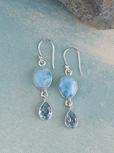Load image into Gallery viewer, YoTreasure Larimar & Blue Topaz 925 Sterling Silver Teardrop Dangle Earrings Birthstone Jewelry