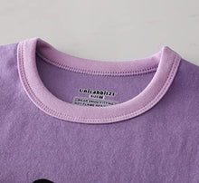 Load image into Gallery viewer, Pajamas for Girls Cute Purple Pandas Sleepwear Little & Big Kids Short Sleeve Loungewear PJ Clothes 3PCS Set Size 7