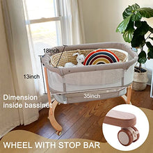 Load image into Gallery viewer, Baby Bassinet Bedside Sleeper with Wheels Storage Basket Canopy 3 Hanging Toys Newborn Cosleeping Cribs for Infant Wooden Crib Adjustable Boy Girl Multi-Functional Bedside Sleeper Toffee