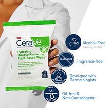 Load image into Gallery viewer, CeraVe Hydrating Facial Cleansing Makeup Remover Wipes| Plant Based Face Wipes| Biodegradable in Home Compost| Face Wash Cloth| Suitable for Sensitive Skin| Fragrance-free Non-comedogenic| 25 Count