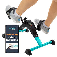 Load image into Gallery viewer, Vive Desk Bike Cycle - Foot Pedal Exerciser - Foldable Portable Foot, Hand, Arm, Leg Exercise Pedaling Machine - Folding Mini Stationary Bike Pedaler, Fitness Rehab Gym Equipment (Teal)