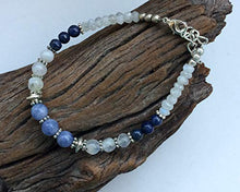 Load image into Gallery viewer, Natural Celestite bracelet, White blue gem bracelet, Moonstone Lapis celestite handmade bracelet