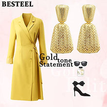 Load image into Gallery viewer, BESTEEL 9 Pairs Gold Statement Drop Earrings for Women Geometric Dangle Earrings Large Metal Rectangle Earrings Set