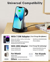 Load image into Gallery viewer, Wireless Charging Station, 3 in 1 Wireless Charger Compatible with iPhone 14/13/12/11/Pro/Max/SE/XS/XR/X/8 Plus/8, Fast Wireless Charging Stand Dock for Apple Watch Series & Airpods(with Adapter)