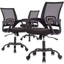 Load image into Gallery viewer, Simple Home Ergonomic Desk Office Chair Mesh Computer Chair, Lumbar Support Modern Executive Adjustable Stool Rolling Swivel Chair for Back Pain, Best Chic Modern Desk Chair - Black, 3 Piece Set