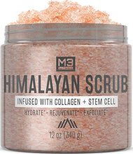 Load image into Gallery viewer, M3 Naturals Himalayan Salt Scrub Infused with Collagen and Stem Cell Natural Exfoliating Body and Face Souffle for Acne Cellulite Dead Skin Scars Wrinkles Cleansing Exfoliator 12 oz