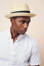 Load image into Gallery viewer, Pineapple&Star Genoa Fedora Bucket Sun Straw Beach Hat Fine Braid UPF50+ Unisex (Small, Beige_BowBK)