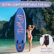 Load image into Gallery viewer, UPWELL Inflatable Paddle Board Sup - Stand Up Blow Up Kids 3 Piece Easy Eddy Modular Hard Shell Youth Adults Surf Blue Seat