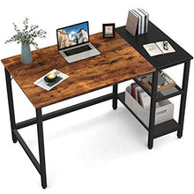 Load image into Gallery viewer, CubiCubi Computer Home Office Desk, 47 Inch Small Desk Study Writing Table with Storage Shelves, Modern Simple PC Desk with Splice Board, Rustic Brown and Black