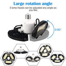 Load image into Gallery viewer, LED Garage Lights,100W Deformable LED Garage Ceiling Lights12500 LM CRI 80 Led Shop Lights for Garage, Garage Lights with 3 Adjustable Panels, Utility Led Garage Lighting (No Motion Activated) 100W1PK