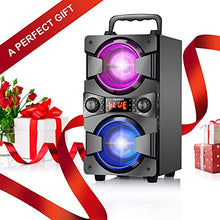 Load image into Gallery viewer, 60W Bluetooth Speakers Portable Wireless Speaker with Double Subwoofer Heavy Bass, FM Radio, Microphone, Lights, Remote, EQ, Loud Stereo Sound System Speaker for Home Outdoor Party Camping (1MIC)