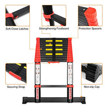 Load image into Gallery viewer, BEETRO 15.5ft Aluminum Telescoping Ladder Extension Folding Ladder, One-Button Retraction Soft-Close System, 330lbs Max Capacity for Indoor and Outdoor Use, More Durable and Safer with Balance Rod