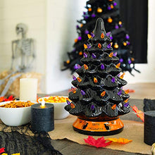 Load image into Gallery viewer, Best Choice Products Pre-Lit 15in Ceramic Tabletop Halloween Tree Holiday Decoration w/Orange & Purple Bulb Lights