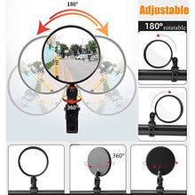 Load image into Gallery viewer, Bike Mirror, 2pcs Bike Rear View Mirrors, 10cm Bicycle mirrors for handlebars, 360 Rotatable Bike Mirrors Handlebar Rearview Mirror, Acrylic Convex Mirror for Road Bike/MTB/Off-Road/Fixed Gear Bike