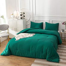 Load image into Gallery viewer, Wellboo Green Comforter Sets Queen Men Boys Bedding Sets Solid Emerald Comforter Cotton Women Adult Full Comforter Lightweight Microfiber Quilts Dark Color Blankets Breathable Soft with 2 Pillowcases