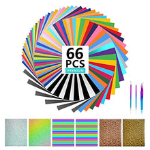 Load image into Gallery viewer, Lvoess HTV Heat Transfer Vinyl Bundle, 66 Pack 12" x 10" Iron on Vinyl Sheets with 3 Pcs Weeding Tools Set, Easy Cut & Weed, for Heat Press Design T-Shirts, Silhouette Cameo or Heat Press Machine