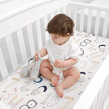 Load image into Gallery viewer, TILLYOU Microfiber Crib Sheets Set for Boys & Girls, Silky Soft Toddler Sheets Printed, Breathable Cozy Baby Sheets, 28 x 52in, 2 Pack Letters & Numbers