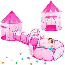 Load image into Gallery viewer, PigPigPen 3pc Kids Play Tent for Girls with Ball Pit, Crawl Tunnel, Princess Tents for Toddlers, Baby Space World Playhouse Toys, Boys Indoor& Outdoor Play House, Perfect Kid’s Gifts