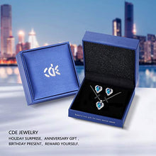 Load image into Gallery viewer, CDE Sterling Silver Jewelry Sets for Women Heart Necklaces and Earrings Crystals from Austrian Crystals Blue Jewel Mothers Day Jewelry Gifts for Women