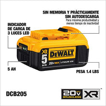Load image into Gallery viewer, DEWALT 20V MAX XR Battery, Lithium Ion, 5.0Ah (DCB205)