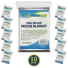 Load image into Gallery viewer, Primacare HB-10 Emergency Foil Mylar Thermal Blanket (Pack of 10), 52" Length x 84" Width, Silver