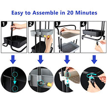 Load image into Gallery viewer, QiMH 3 Tier Rolling Storage Cart Heavy Duty Mobile Rolling Utility Cart with Handle Wheels Multifunction Large Storage Shelves Organizer with Mesh Basket Trolley for Kitchen, Bathroom, Bedroom, Office