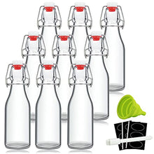 Load image into Gallery viewer, 8oz Swing Top Bottles - Glass Beer Bottle with Airtight Rubber Seal Flip Caps for Home Brewing Kombucha, Beverages, Oil, Vinegar, Water, Soda, Kefir (9 Pack)