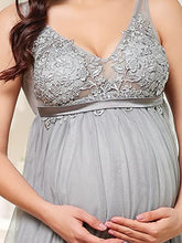 Load image into Gallery viewer, Ever-Pretty Women's Maxi A-line Sleeveless Lace V-Neck Maternity Photography Dresses Gray US12