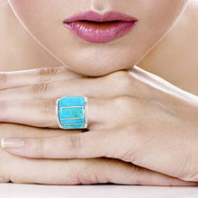 Load image into Gallery viewer, Wide Statement Ring in Sterling Silver Ring with Genuine Turquoise (SELECT color) (Turquoise, 7)