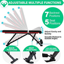 Load image into Gallery viewer, LINODI Adjustable Weight Bench, Workout Bench for Home Gym, Multi-Purpose Strength Training Benches, Foldable Incline Decline Gym Bench for Full Body Workout