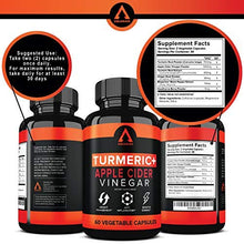 Load image into Gallery viewer, Turmeric Curcumin Capsules Bioperine 1650mg Supplements with Apple Cider Vinegar Black Pepper Ginger Extract, Tumeric Organic Powder Pills, Premium Joint & Healthy Inflammatory Support (2-Pack)