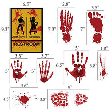 Load image into Gallery viewer, jollylife 126PCS Bloody Footprints Floor Clings - Halloween Handprint Zombie Restroom Sign Decals Vampire Party Decorations Stickers Wall Supplies(14 Sheets)