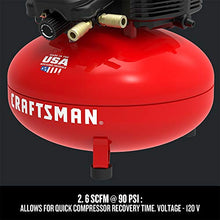 Load image into Gallery viewer, CRAFTSMAN Air Compressor, 6 Gallon, Pancake, Oil-Free with 13 Piece Accessory Kit (CMEC6150K)
