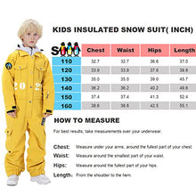 Load image into Gallery viewer, HOUZONIY Kids Snow Suit Unisex Waterproof,Ski Suit Insulated for Girls Boys,One Piece Padded for Skiing,Snowmobiling,Hiking,Climbing Yellow 130