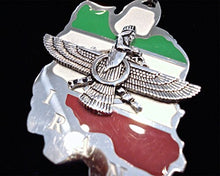 Load image into Gallery viewer, Iran Map Flag Farvahar Necklace Iranian Persian Iran Persia Art Farohar Chain