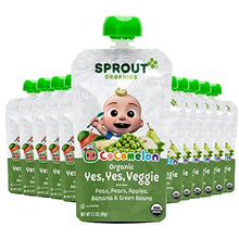 Load image into Gallery viewer, CoComelon Sprout Organic Baby Food, Toddler Pouches, Yes, Yes, Veggie, Fruits, Grains, 3.5 Oz Purees (Pack of 12)