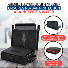 Load image into Gallery viewer, FLYPAL Fireproof Document Organizer Bag with Lock, U.S Patented Fully Enclosed Flap Design, 3-Layer File Storage Box with Dividers, Waterproof File Holder, Fire Proof Container and Case,17.5 x 13 x 5”