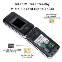 Load image into Gallery viewer, Ushining 3G Unlocked Senior Flip Phone Dual Screen Dual SIM Card T Mobile Flip Phone 2.8 Inch LCD and Large Keypad with Charging Cradle (Black)