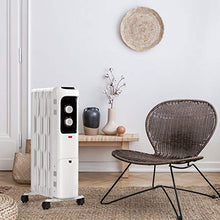 Load image into Gallery viewer, GOFLAME 1500W Oil Filled Radiator Heater, Electric Space Heater with 3 Heating Modes, Adjustable Thermostat, Tip-Over & Overheat Protection, Powerful Oil Heater for Home and Office (White)