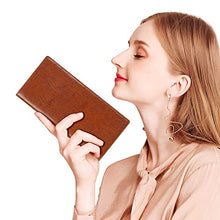 Load image into Gallery viewer, Lavemi RFID Blocking Ultra Slim Real Leather Credit Card Holder Clutch Wallets for Women with Snap Closure(2-Waxed Brown)
